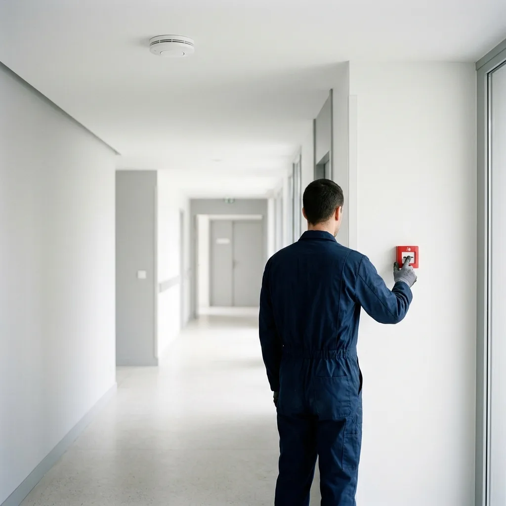 Alarme incendie : technicien SERIGNIS en intervention, sécurité incendie en Vendée